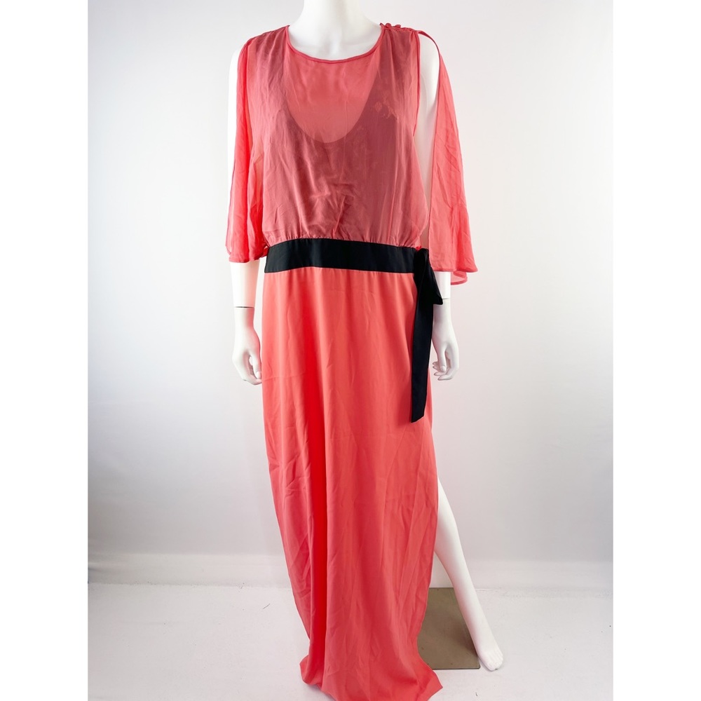 BCBGMAXAZRIA Runway Coral Pink PALOMA Maxi Dress Size L Formal Cocktail Party